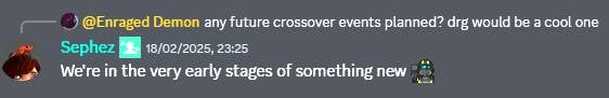 Mensaje de Sephez en el servidor de Discord de Helldivers 2.