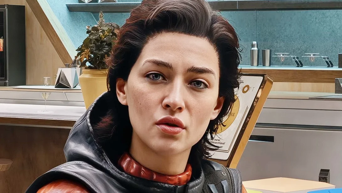 Captura de pantalla de un personaje femenino de Starfield con DLSS 5