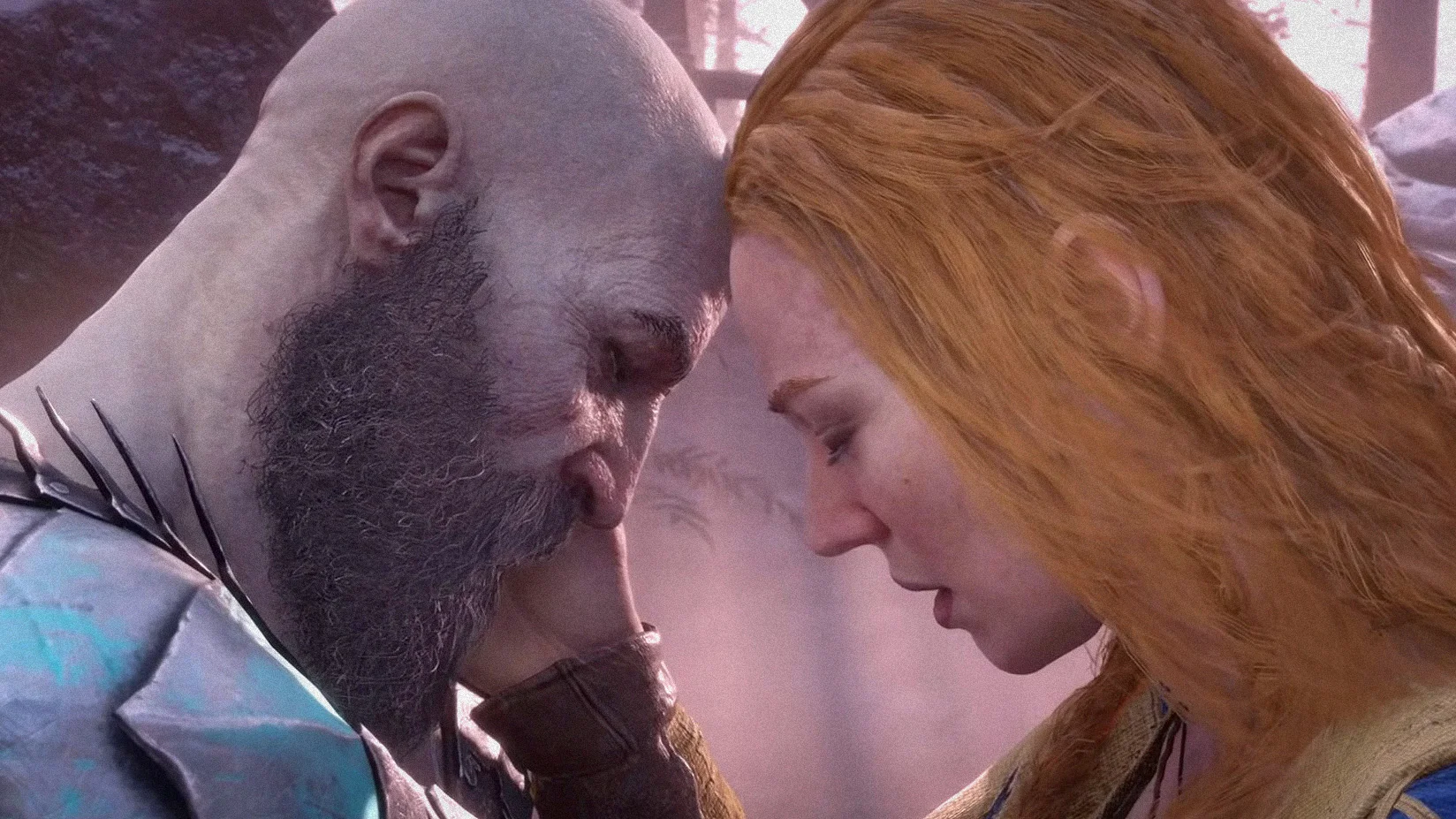 Kratos y Faye en una intimidad significativa