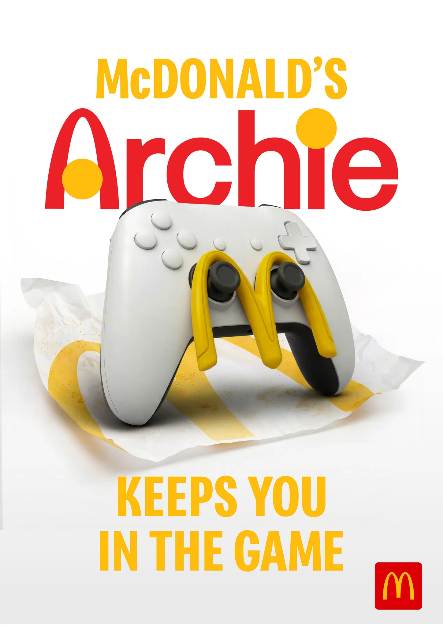 Dispositivo 'Archie' de McDonald's sobre los sticks de un controlador