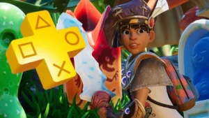 Juego 'Grounded' y logo de PS Plus