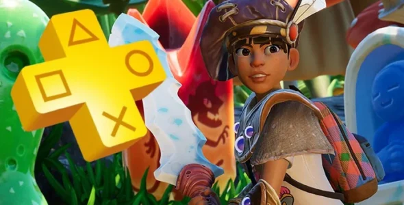 Juego 'Grounded' y logo de PS Plus